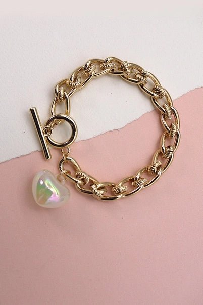 Iridescent Heart Chain Bracelet - Golden Hour BoutiqueBracelets