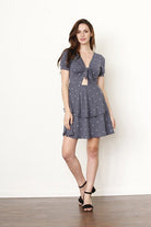 Knot front polka dot ruffle mini dress - Golden Hour Boutique