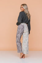 Leopard Floral Denim Patchwork Raw Hem Jeans - Golden Hour Boutique