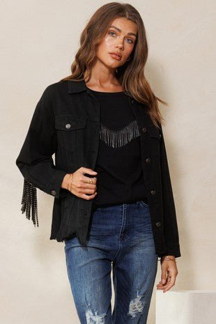 Midnight Fringe Studded Jacket - Golden Hour BoutiqueJackets