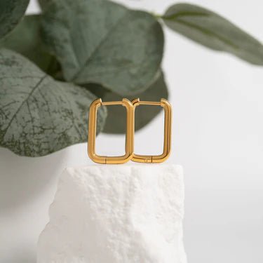 Modern Rectangle Huggie Earrings - Golden Hour BoutiqueEarrings