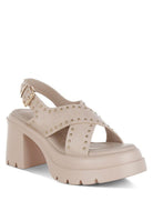 Nambo Stud Embellished Block Heel Sandals - Golden Hour Boutique
