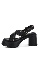 Nambo Stud Embellished Block Heel Sandals - Golden Hour Boutique