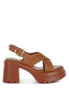 Nambo Stud Embellished Block Heel Sandals - Golden Hour Boutique