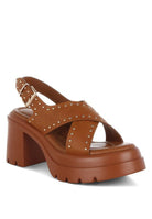 Nambo Stud Embellished Block Heel Sandals - Golden Hour Boutique