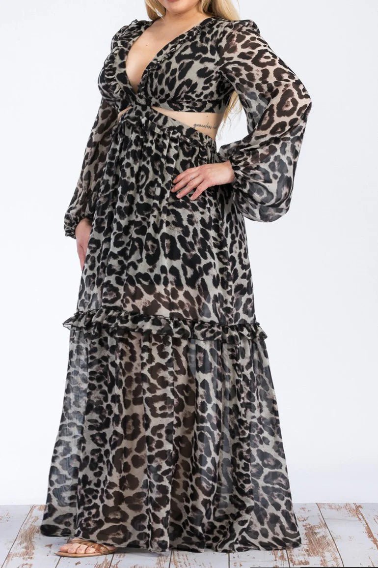 No Plans Leopard Cut Out Maxi Dress - Golden Hour Boutiquemaxi dresses