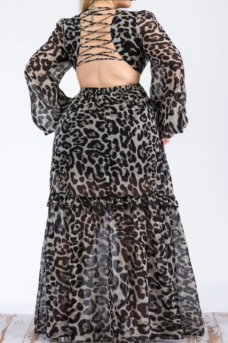 No Plans Leopard Cut Out Maxi Dress - Golden Hour Boutiquemaxi dresses