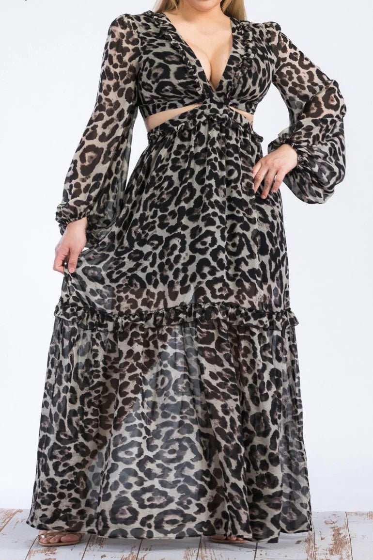 No Plans Leopard Cut Out Maxi Dress - Golden Hour Boutiquemaxi dresses