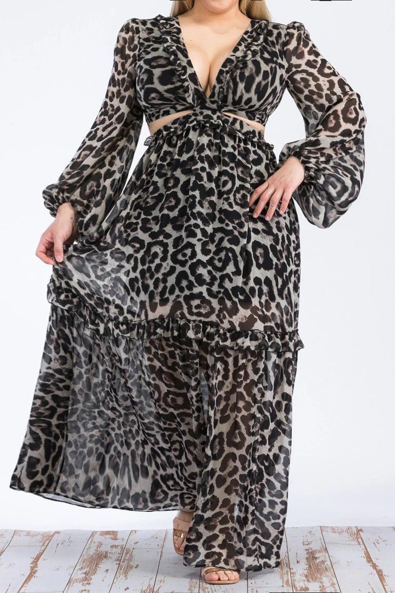 No Plans Leopard Cut Out Maxi Dress - Golden Hour Boutiquemaxi dresses