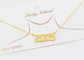 Old English Birth Year Gold Necklace - Golden Hour BoutiqueNecklaces