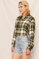 Olive Grove Flannel Top - Golden Hour BoutiqueLong Sleeve Crop Tops