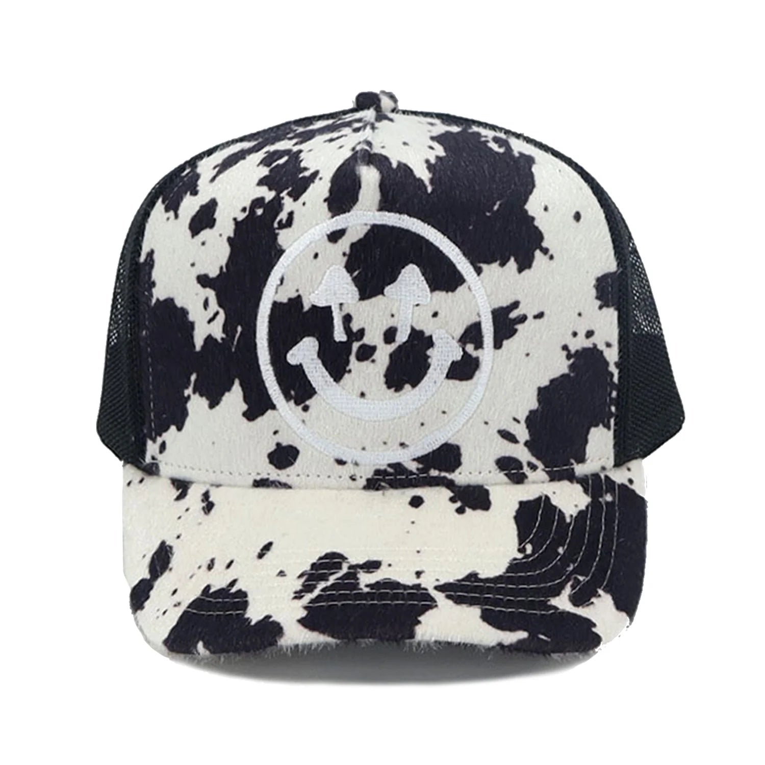 Pasture Cowhide Black + White Happy Caps Trucker - Golden Hour BoutiqueTrucker Hat