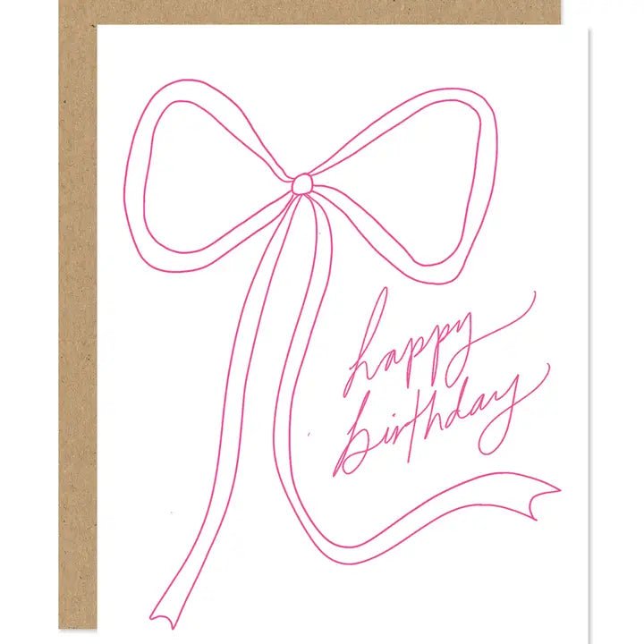 Pink Bow Happy Birthday Card - Golden Hour BoutiqueGreeting Cards