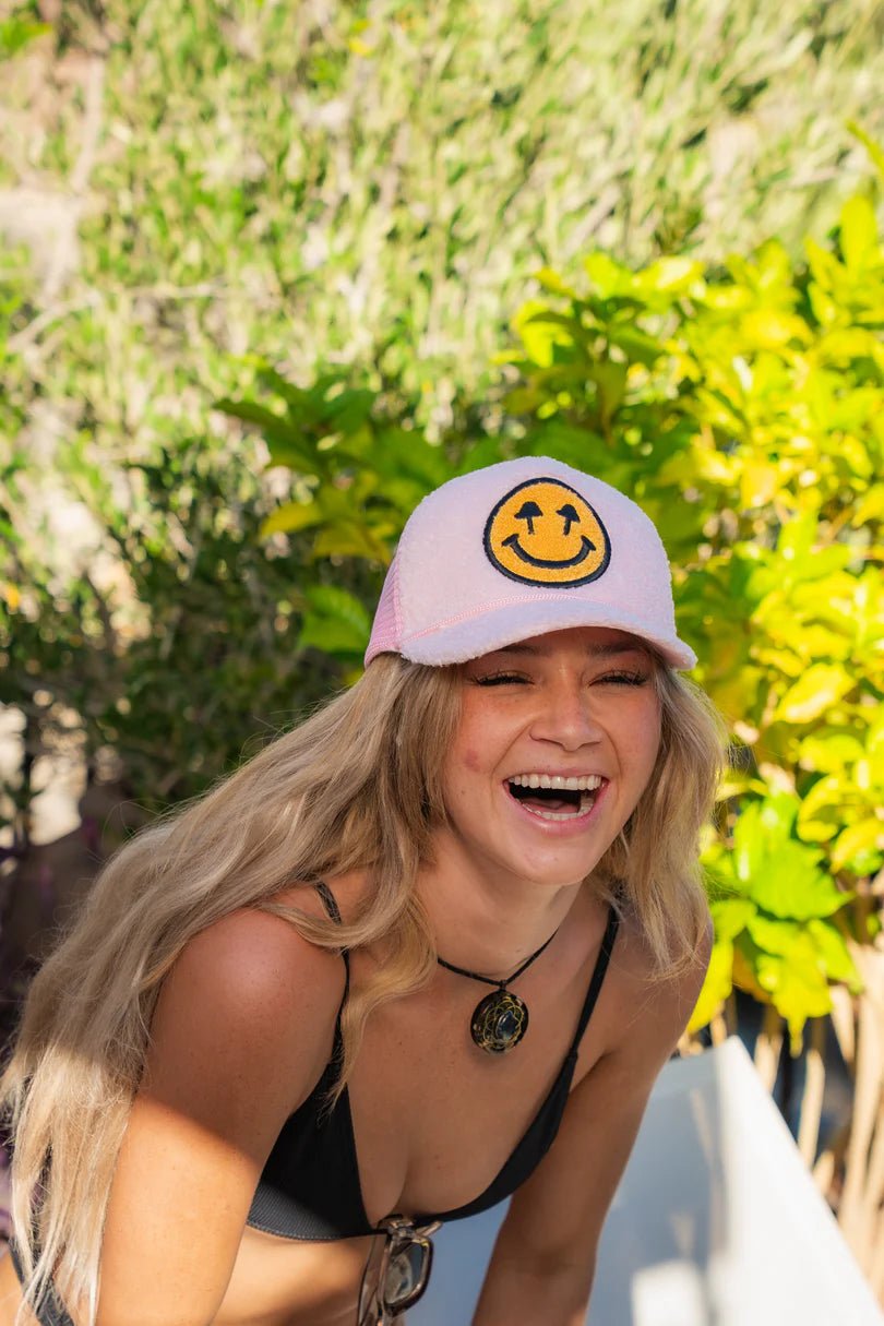 Pink Sherpa Happy Caps Trucker Hat - Golden Hour BoutiqueTrucker Hat