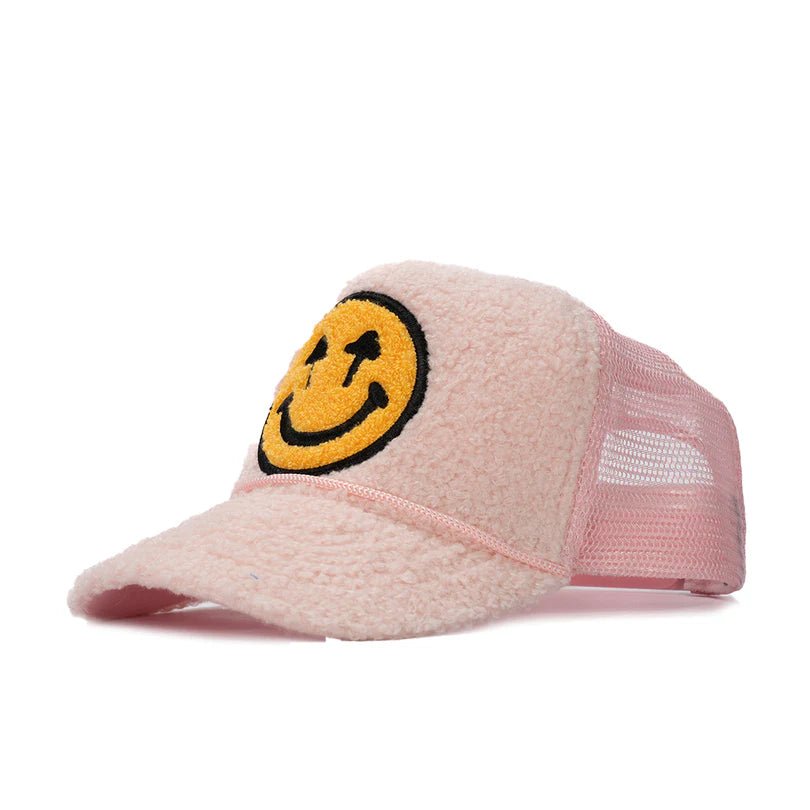 Pink Sherpa Happy Caps Trucker Hat - Golden Hour BoutiqueTrucker Hat