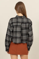Plaid Play Cropped Shacket - Golden Hour BoutiqueLong Sleeve Crop Tops