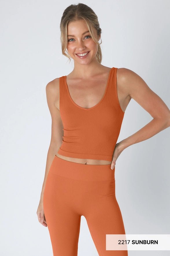 Reversible Ribbed Crop Tank Top - Golden Hour BoutiqueCrop Tops