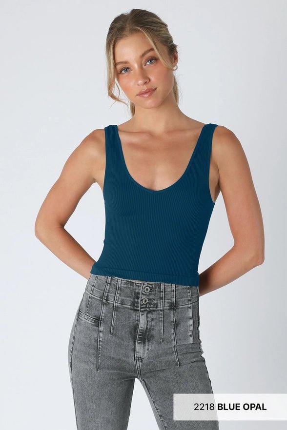Reversible Ribbed Crop Tank Top - Golden Hour BoutiqueCrop Tops