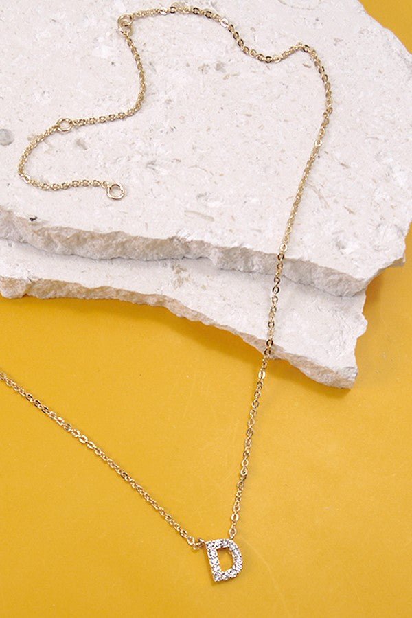 Rhinestone Initial Gold Necklace - Golden Hour Boutique