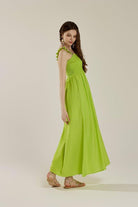 Ruffle straps Smocked top High Slit Dress - Golden Hour Boutique