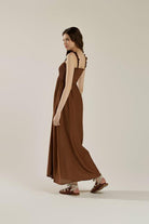 Ruffle straps Smocked top High Slit Dress - Golden Hour Boutique