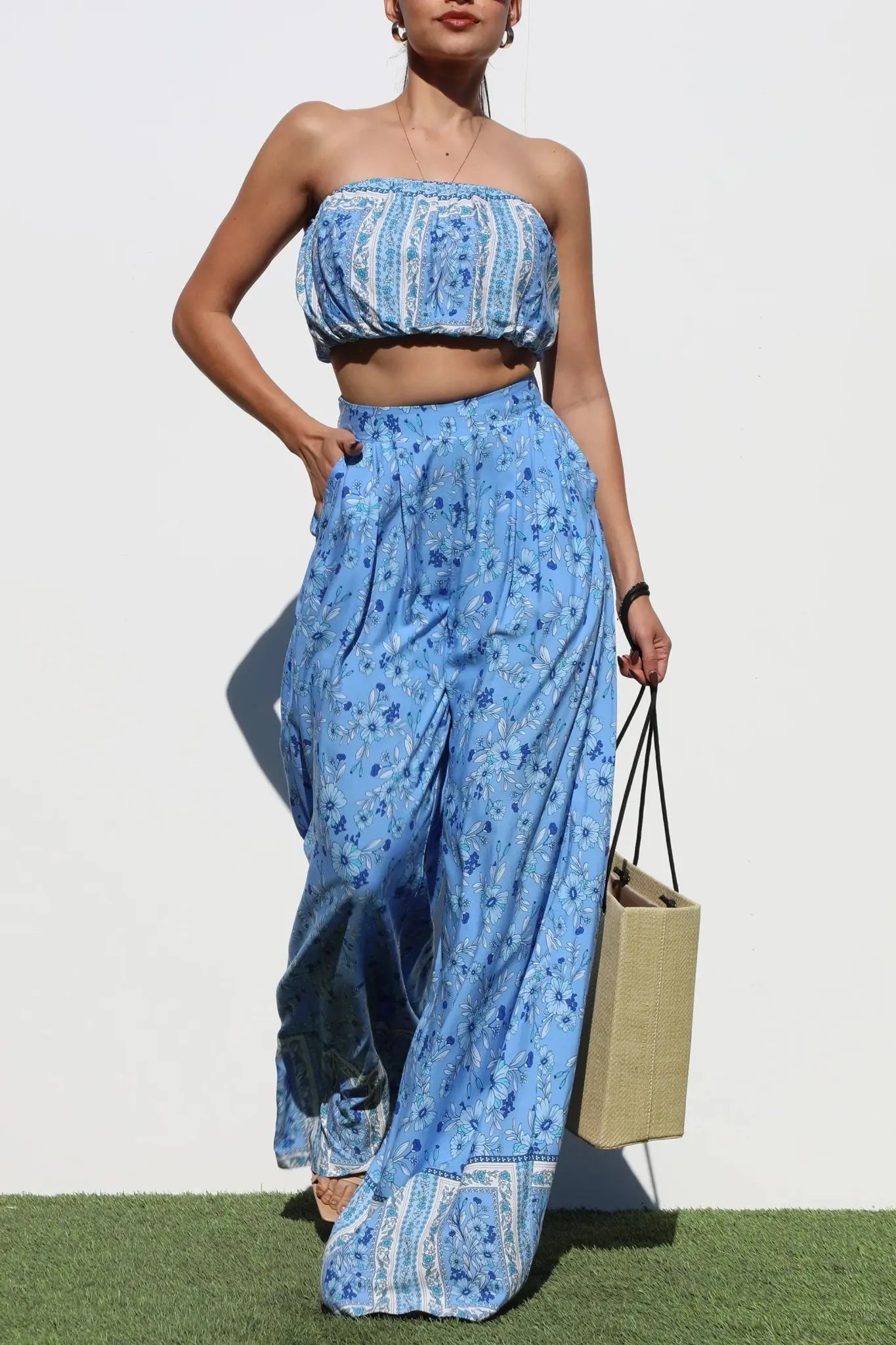 Seaside Petals Strapless Top - Golden Hour BoutiqueCrop Tops