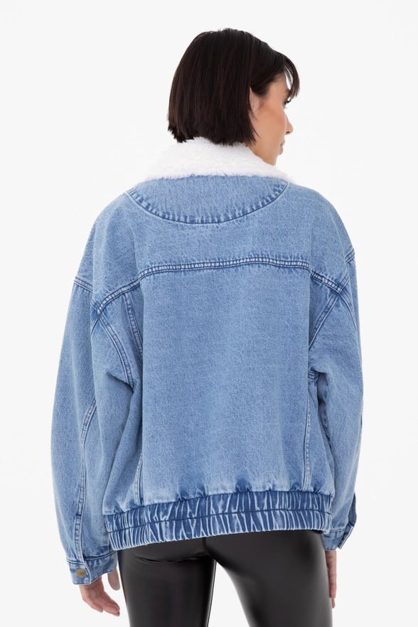 Sherpa Relaxed Denim Jacket - Golden Hour BoutiqueJackets