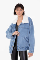 Sherpa Relaxed Denim Jacket - Golden Hour BoutiqueJackets