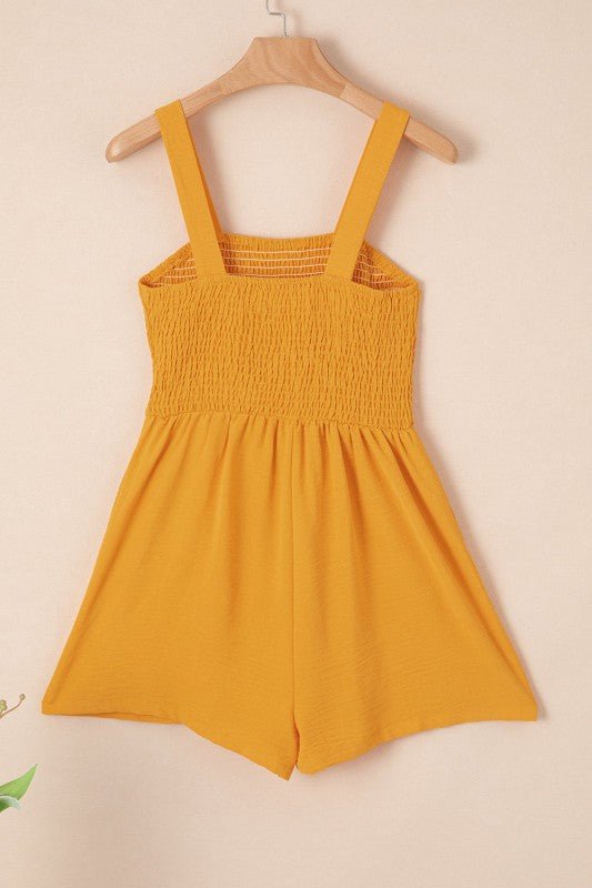 Solid Smocked Sleeveless Pocketed Romper - Golden Hour Boutique