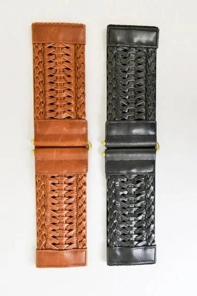 Thick Braided Leather Elastic Belt - Golden Hour BoutiqueBelts