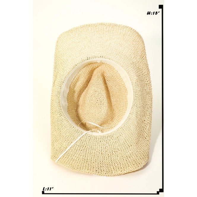 Turquoise Beaded Straw Cowboy Hat - Golden Hour Boutique