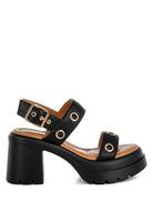 Urla Eyelet Detail Platform Heel Sandals - Golden Hour Boutique