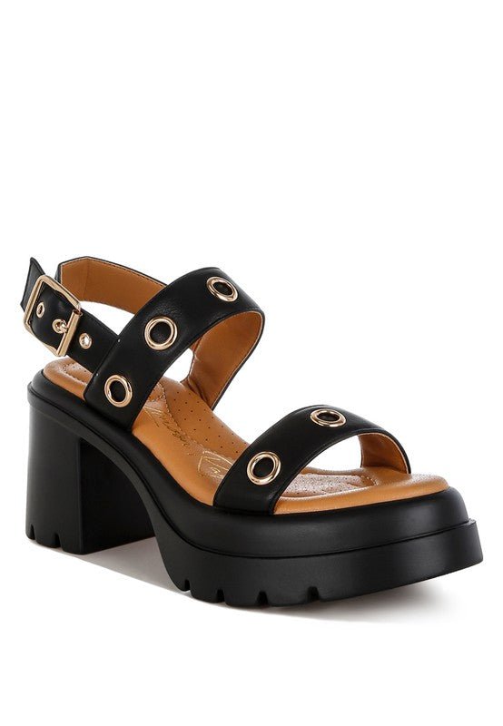 Urla Eyelet Detail Platform Heel Sandals - Golden Hour Boutique