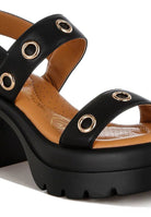 Urla Eyelet Detail Platform Heel Sandals - Golden Hour Boutique