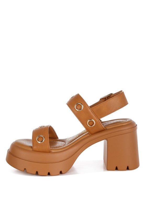 Urla Eyelet Detail Platform Heel Sandals - Golden Hour Boutique