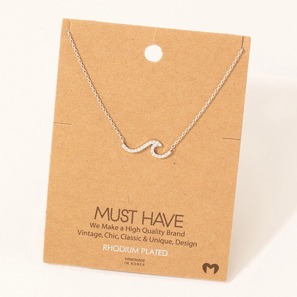 Wave Rhinestone Necklace - Golden Hour Boutique