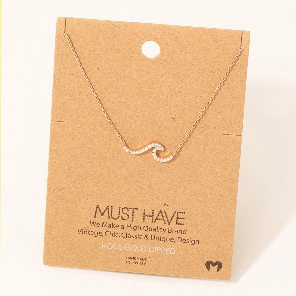 Wave Rhinestone Necklace - Golden Hour Boutique