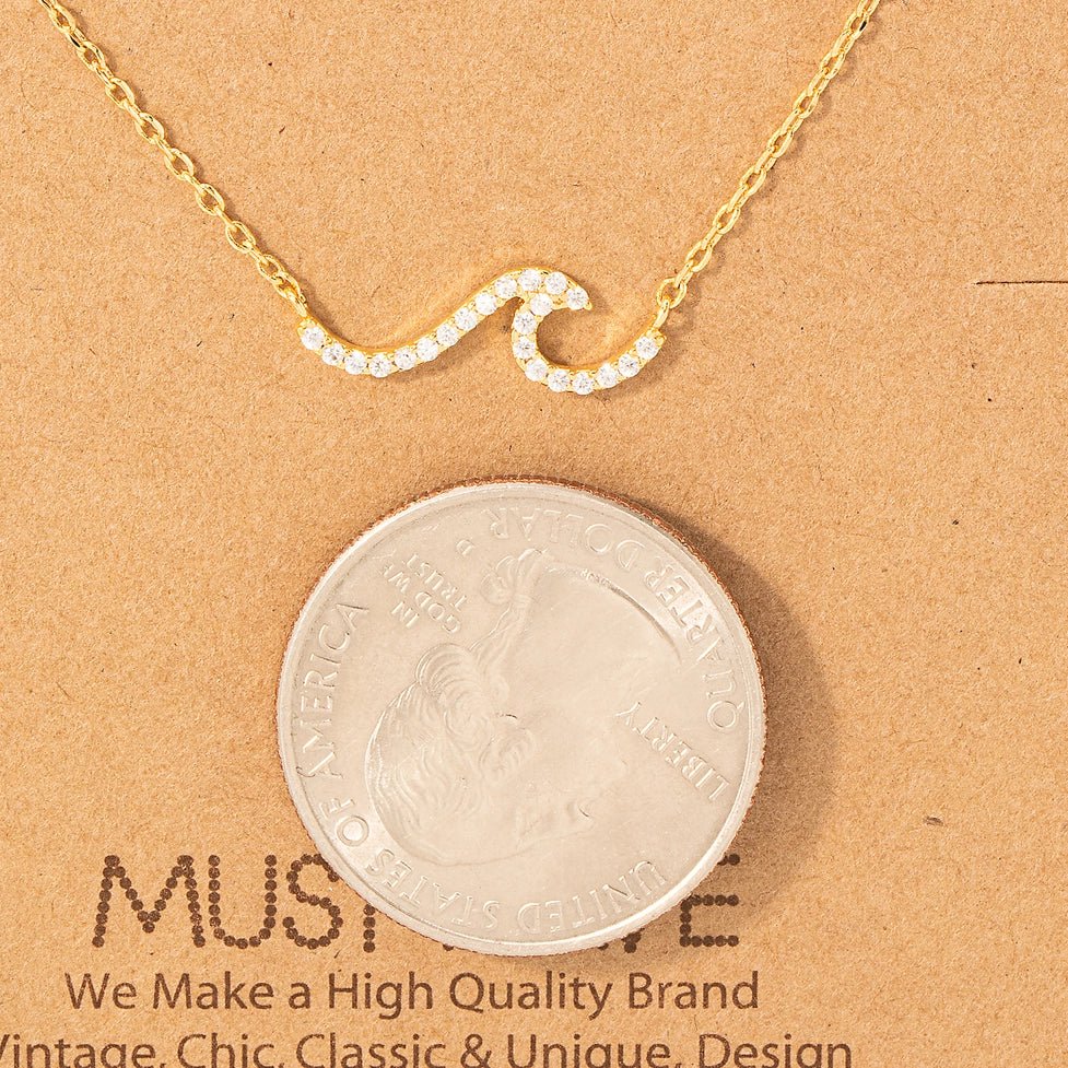 Wave Rhinestone Necklace - Golden Hour Boutique