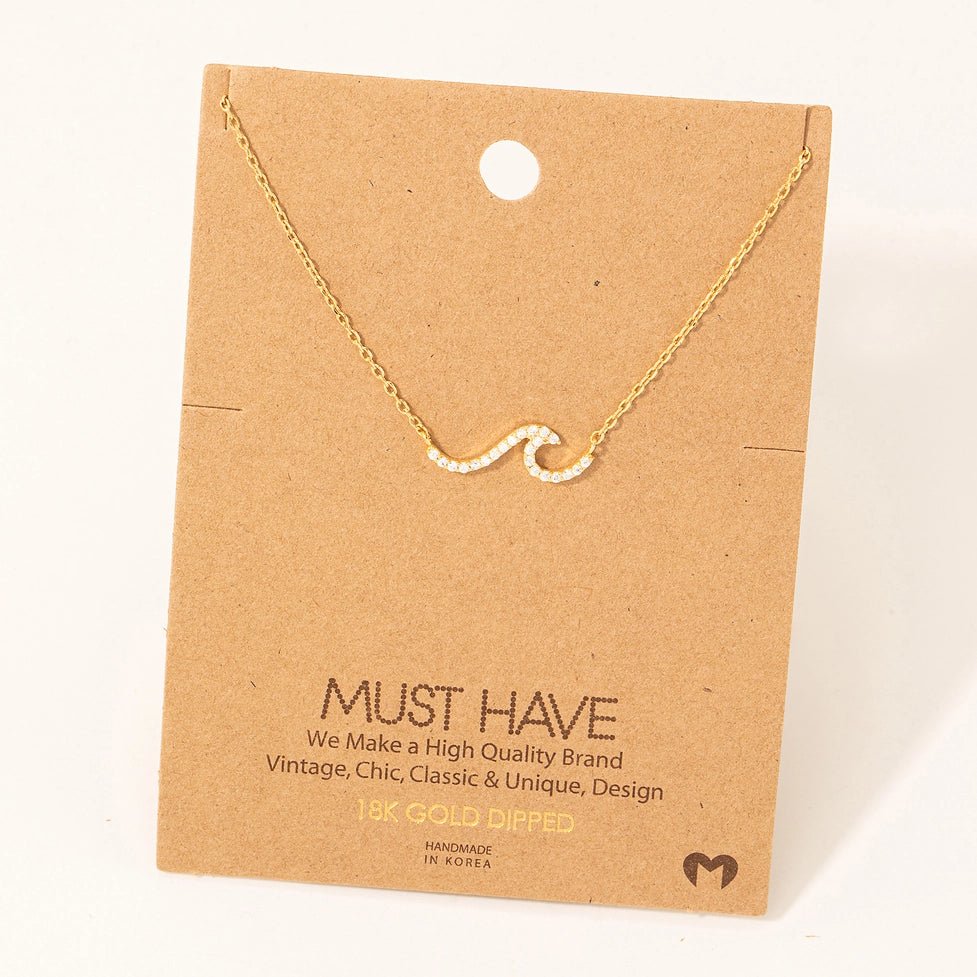Wave Rhinestone Necklace - Golden Hour Boutique