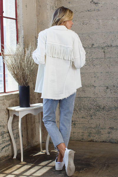 Knicks Studded Fringe Denim Jacket