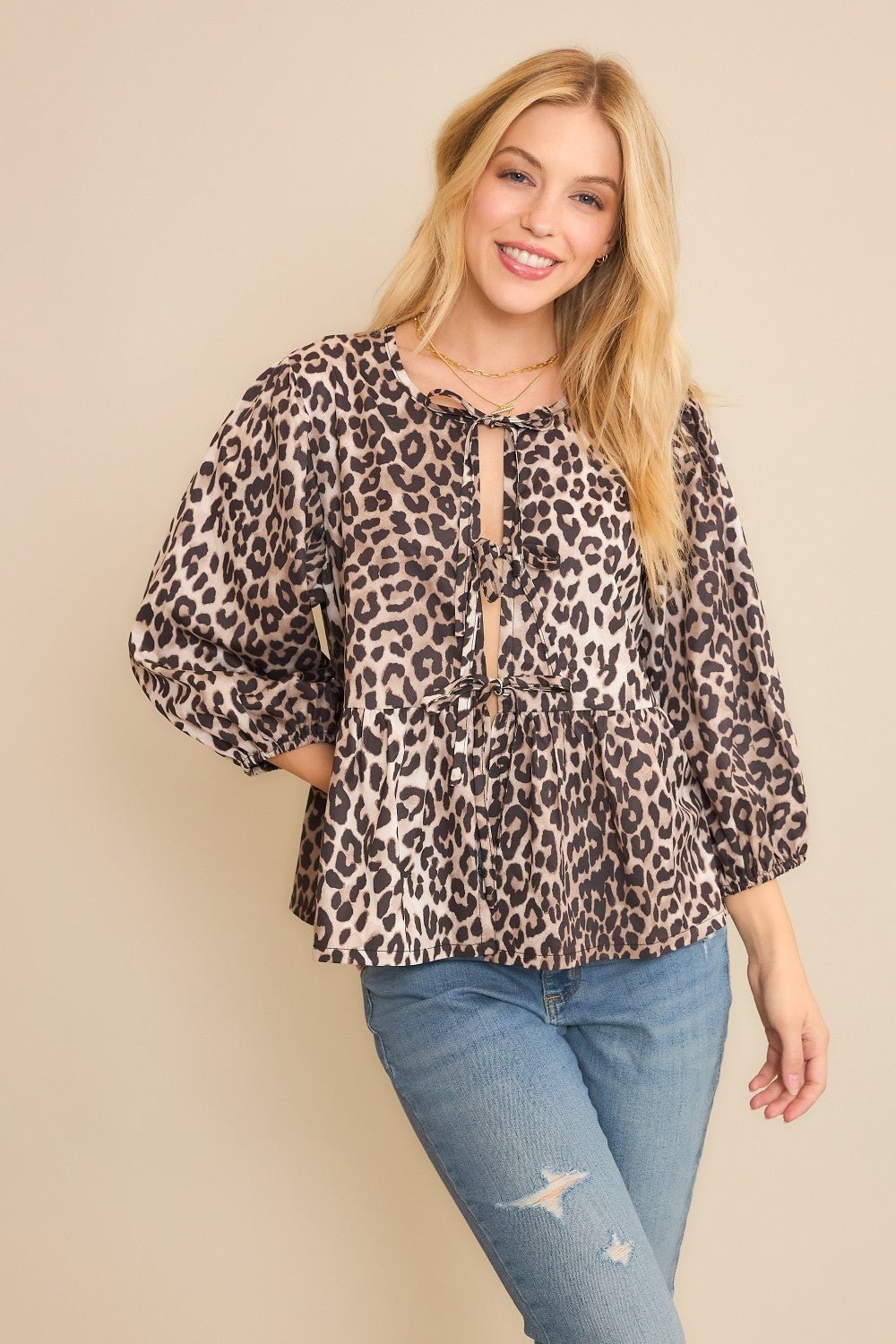 Wild Ties Leopard Blouse - Golden Hour BoutiqueBlouses
