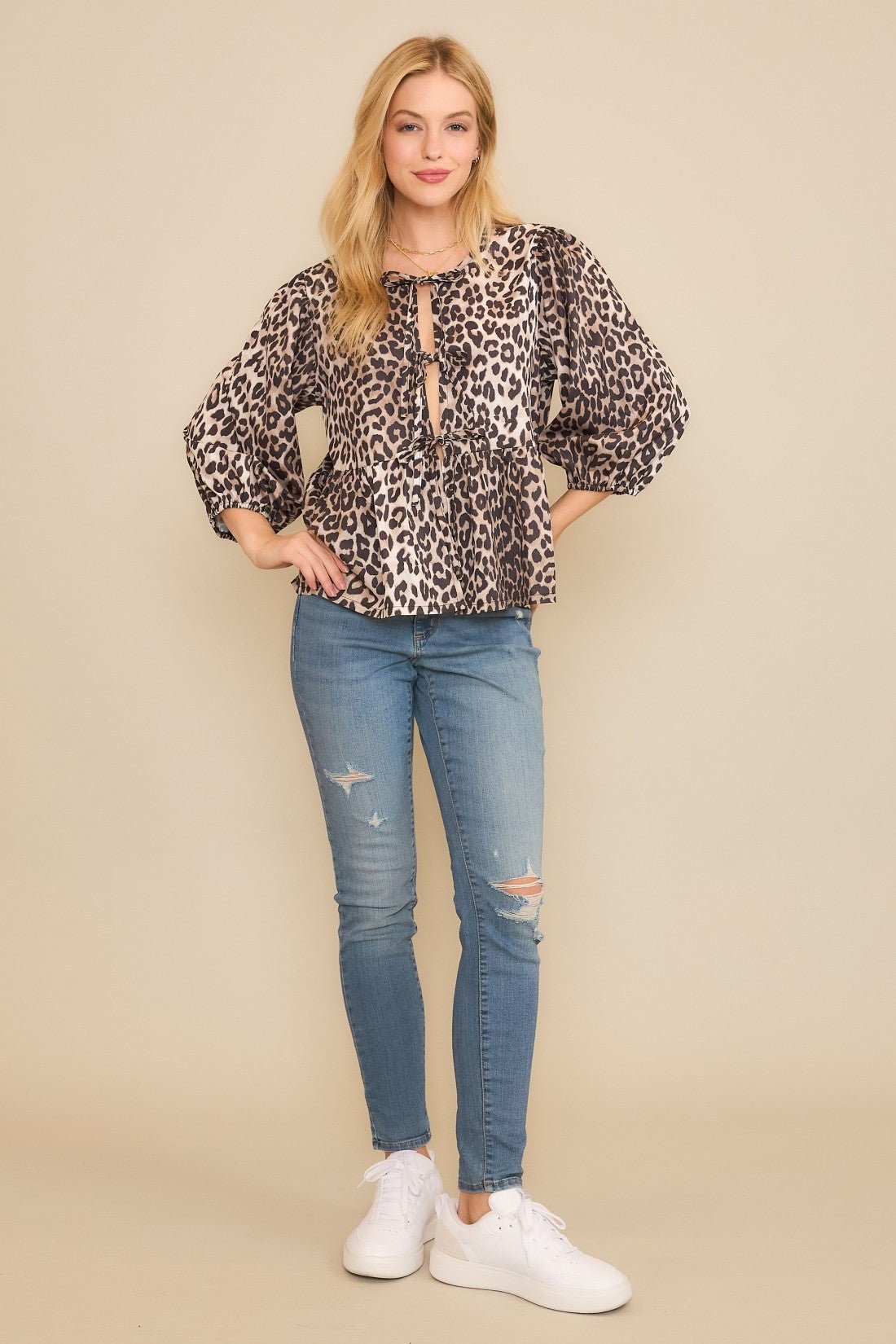 Wild Ties Leopard Blouse - Golden Hour BoutiqueBlouses
