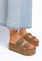 Zaphod Faux Leather Flatform Slip Ons - Golden Hour Boutique