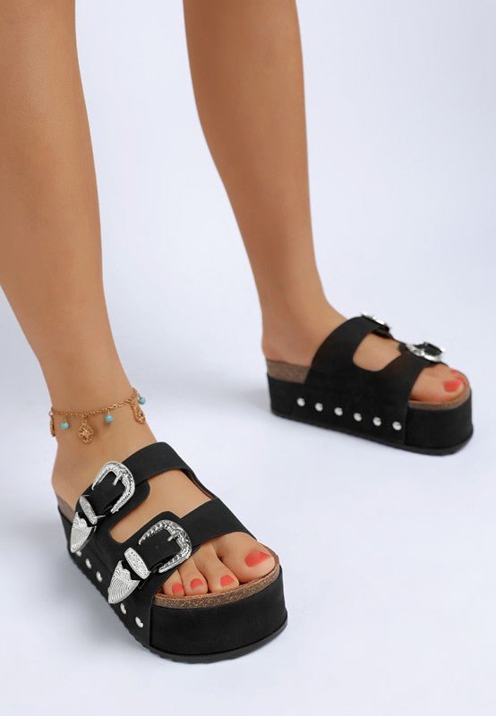 Zaphod Faux Leather Flatform Slip Ons - Golden Hour Boutique