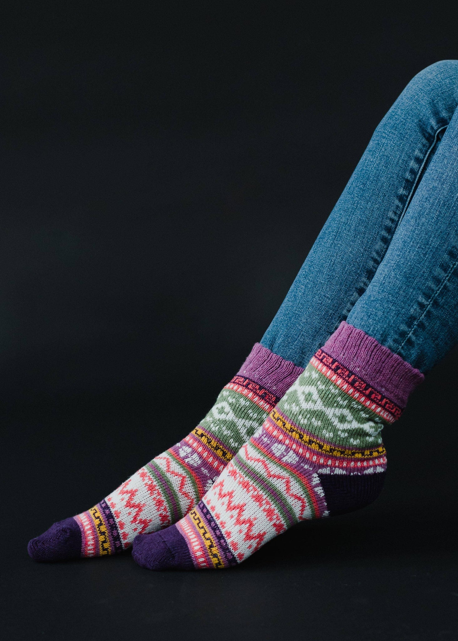 Purple, Pink & Green Pattern Socks