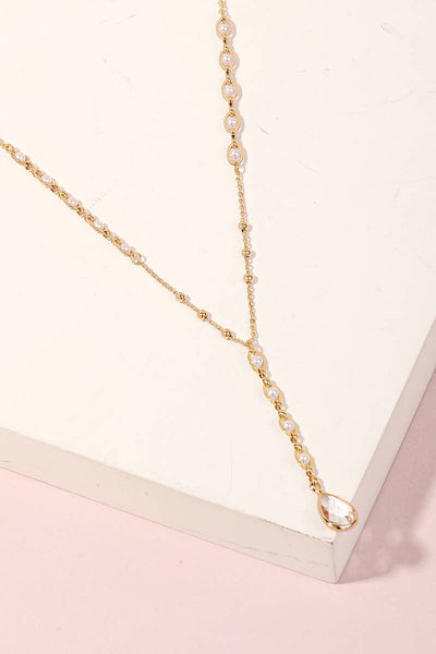 Beaded Gold Lariat Necklace