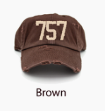 757 area code baseball cap in brown