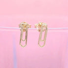 Golden Mini Paperclip Stud Earrings - Golden Hour BoutiqueEarrings