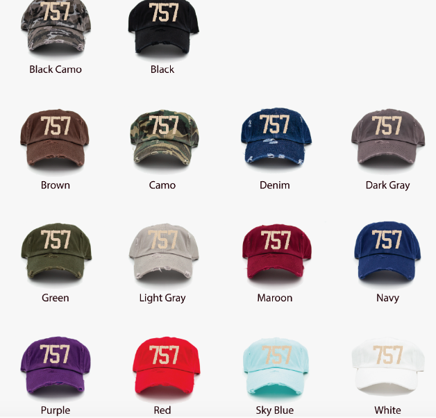 757 Area Code Ball Caps