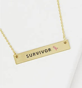 Survivor Cancer Awareness Bar Necklace
